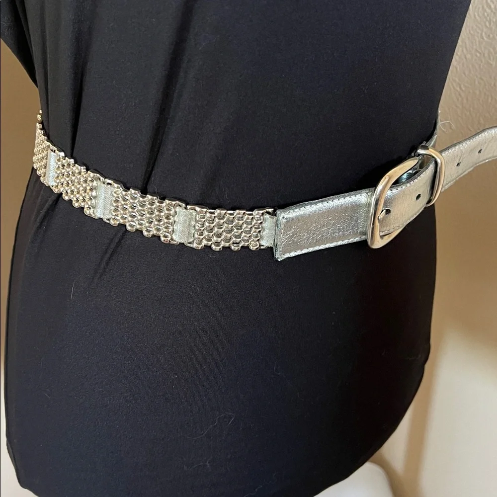 Silver Women's Belt with Chain Detail